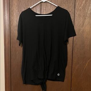 Pro Player Black Women's Short Sleeve Tee 1X tie back feature